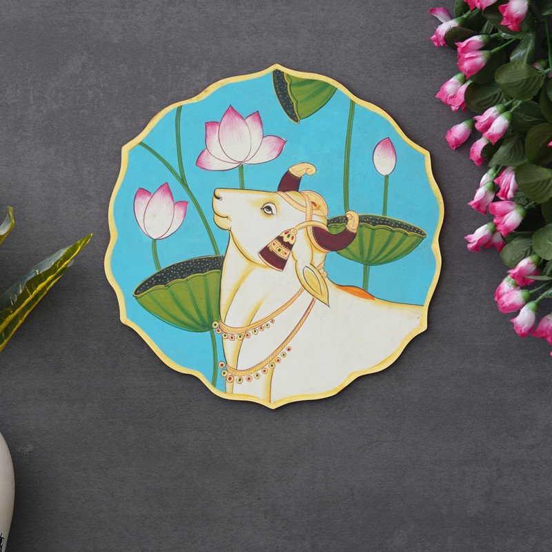 Handmade Pichwai Wooden Wall Painting For LivingRoom Home Décor , Paintings For Wall Decoration Home decorations