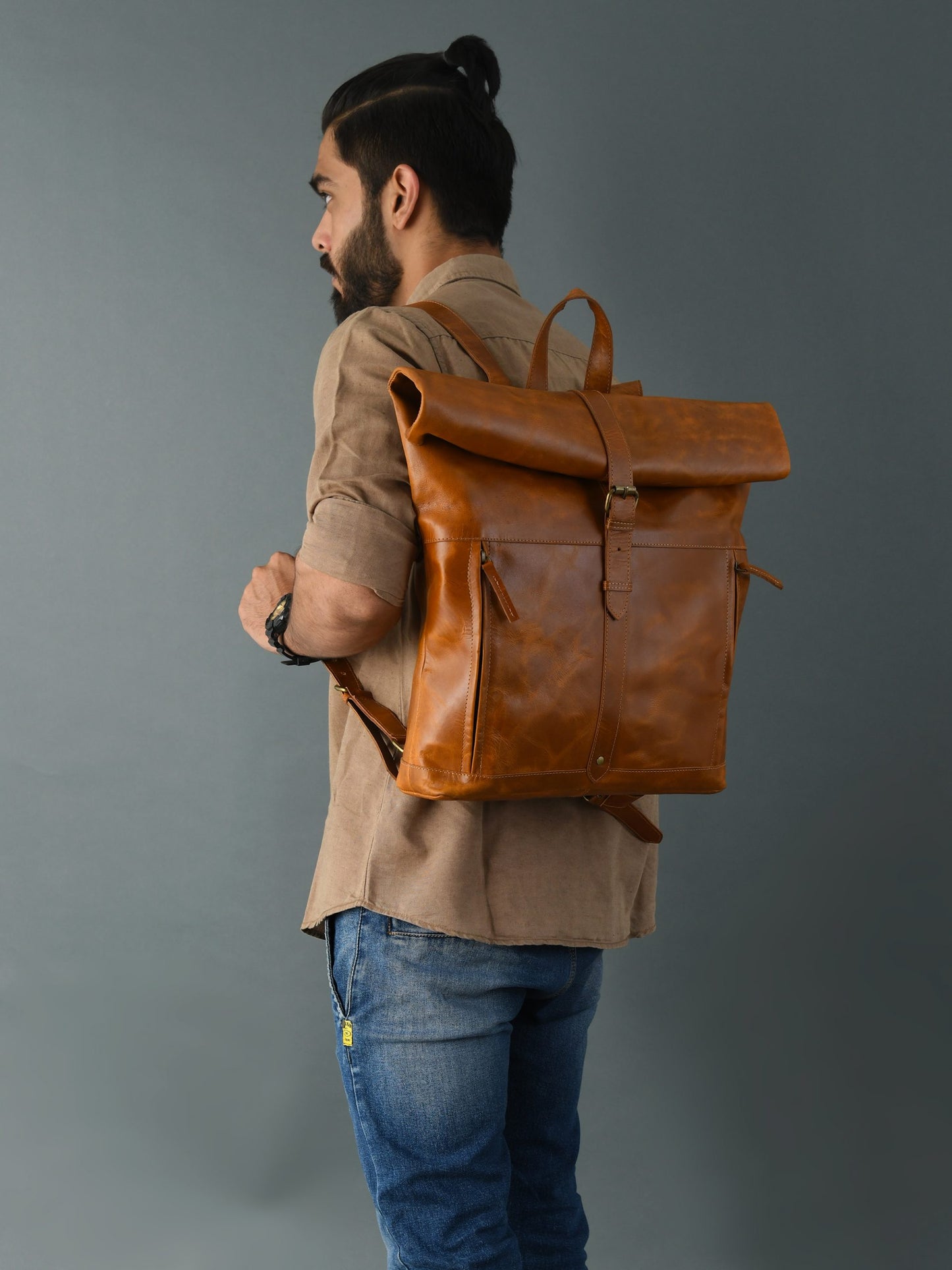 CraftShades-13*18 Inch buffalo leather backpack Unisex For Girls And Boys | 100 Genuine Leather