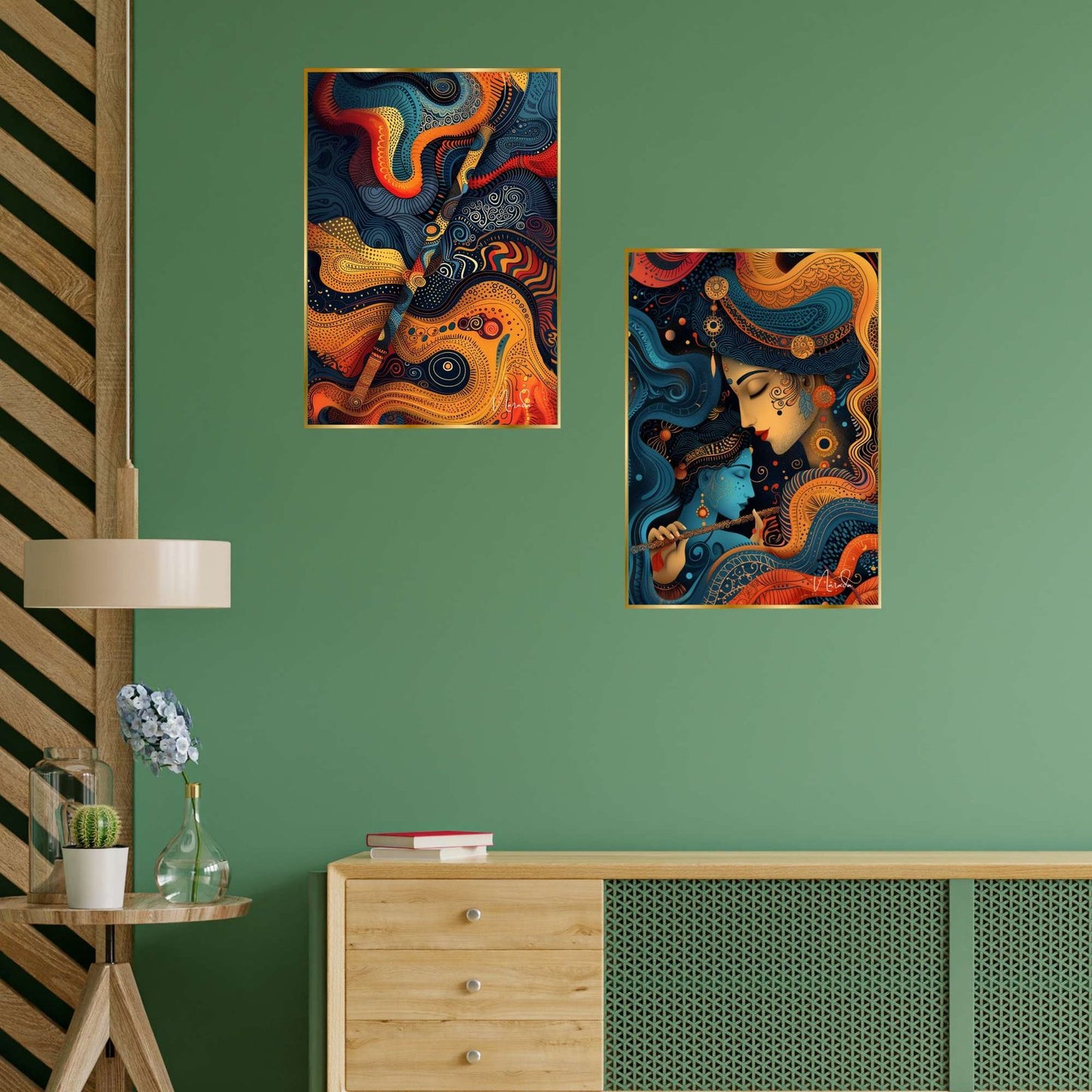 Set of Two Wall Paintings for Wall Dacoration Golden Framed Wall Paintings for Living Room & Bedroom Wall Art for Home Decoration & Office Wall Décor (14×11 inch CH-GD2-6)