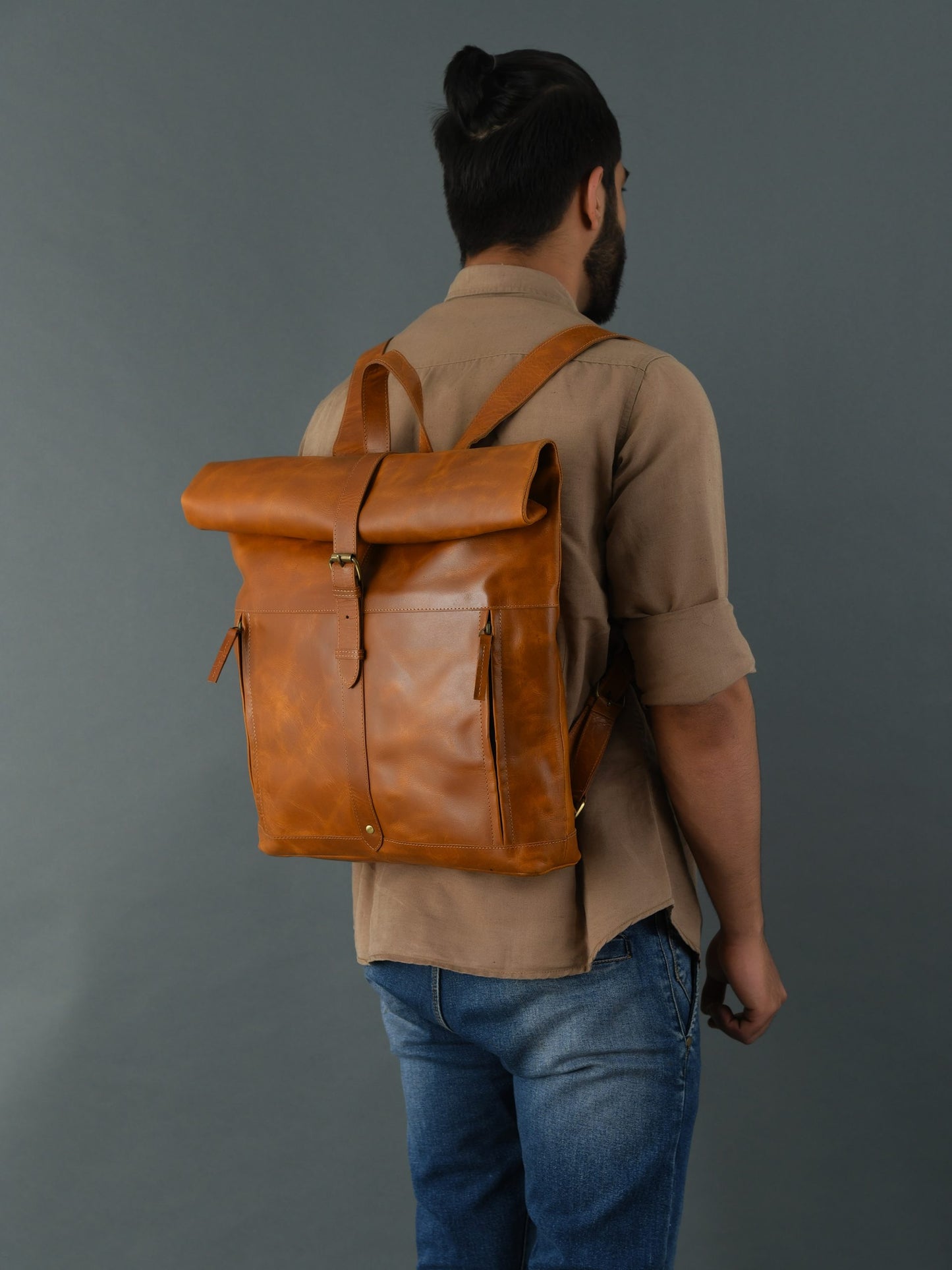 CraftShades-13*18 Inch buffalo leather backpack Unisex For Girls And Boys | 100 Genuine Leather