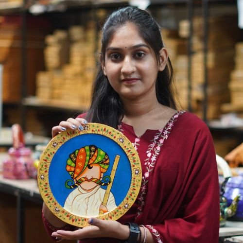 Rajasthani Pichwai Hand-Painted Pichhwai Plate For Home Décor