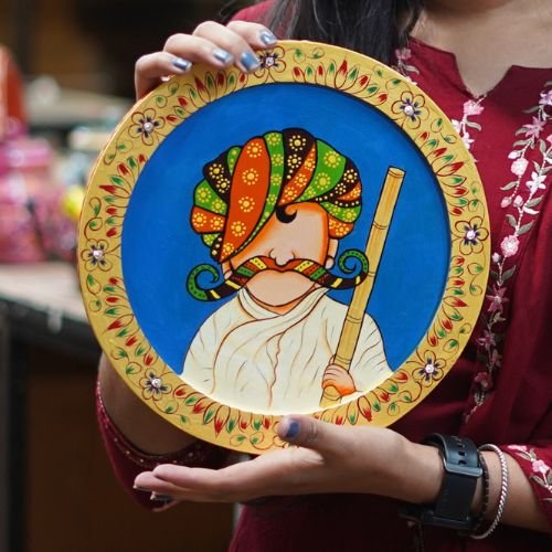 Rajasthani Pichwai Hand-Painted Pichhwai Plate For Home Décor