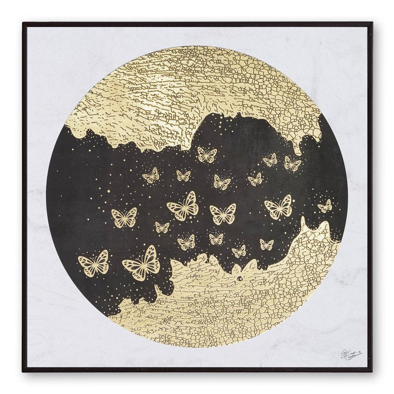 Golden Embossed Wall Painting For Home Decoration , Paintings for Living Room , Modern Art Wall Pinting, For Home Decor (12X12 INCH)