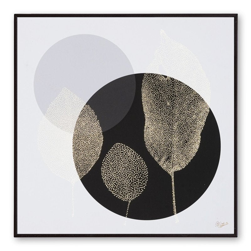 Golden Elegance Wall Art Modern Abstract Gold Leaf Framed Wall Art (12x12 Inch)