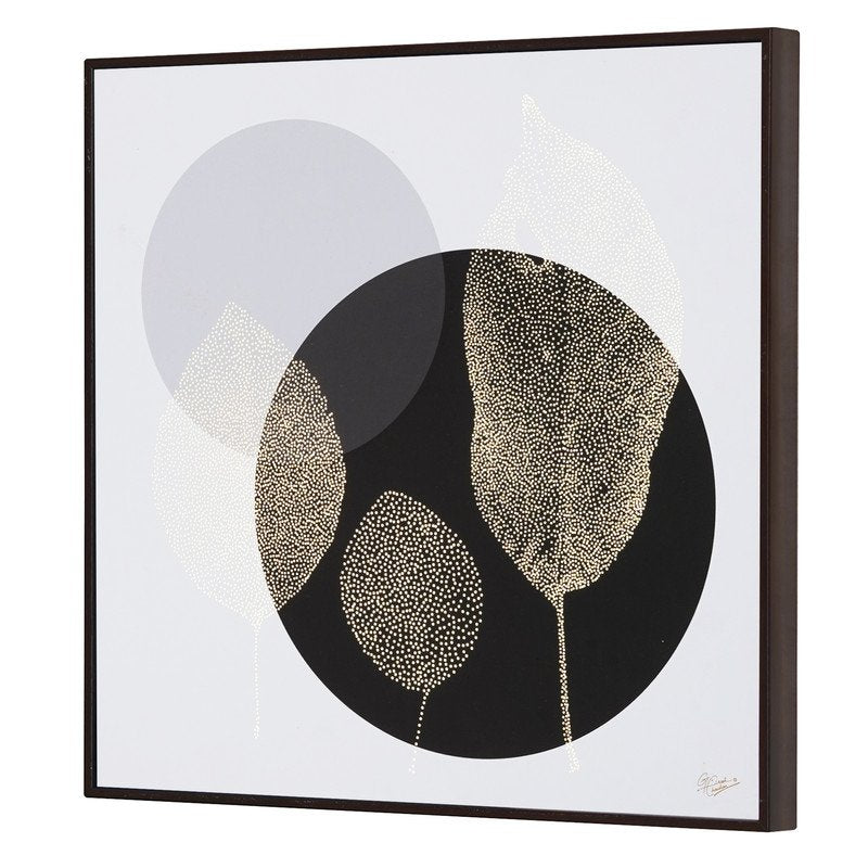 Golden Elegance Wall Art Modern Abstract Gold Leaf Framed Wall Art (12x12 Inch)