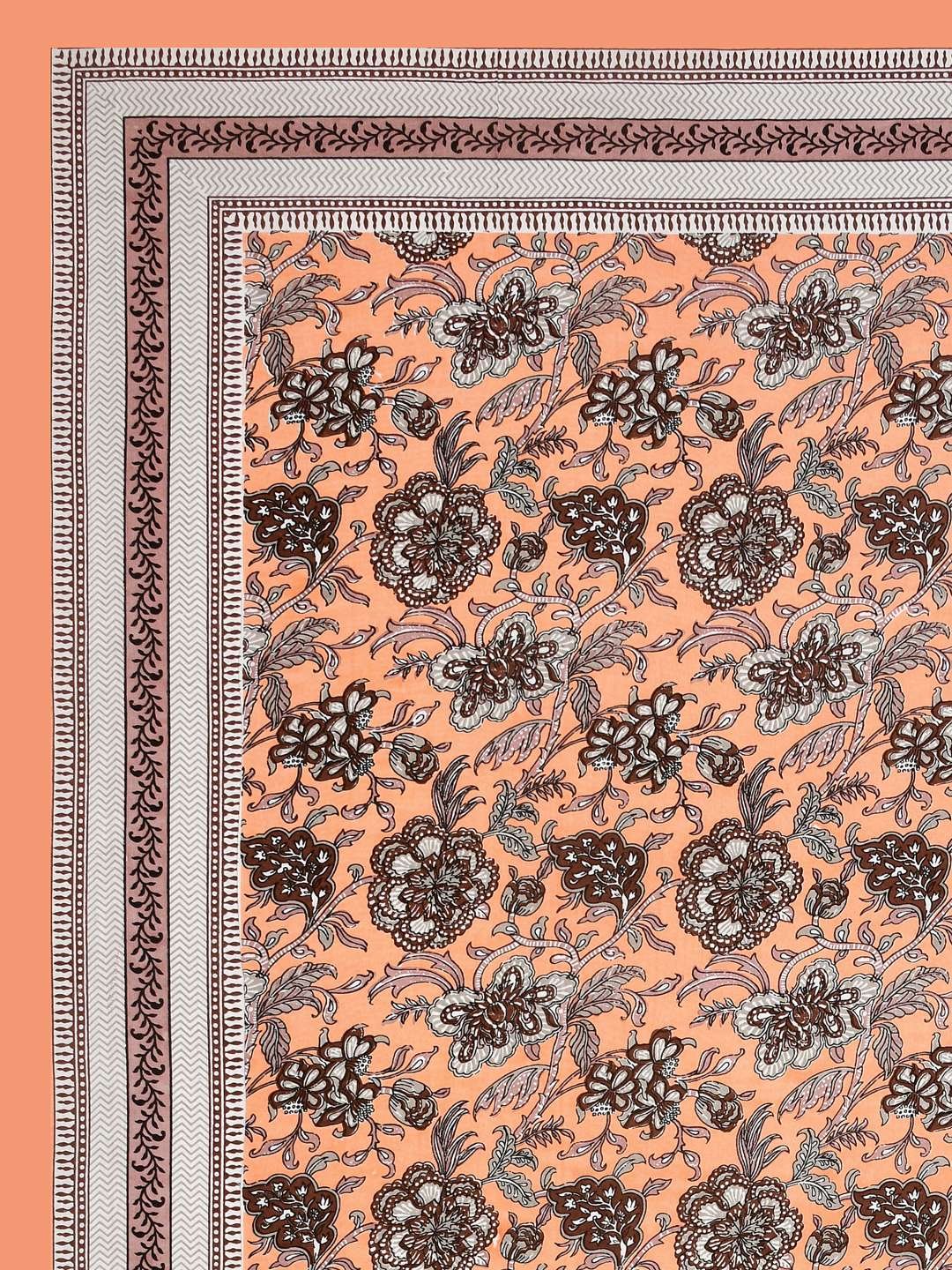 100% Pure Cotton Traditional Printed Bedsheet for Double Bed King Size Bedsheet with 2 Pillow Covers