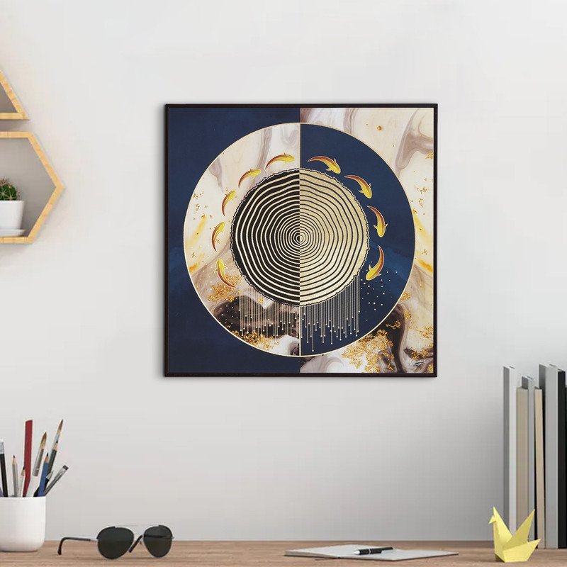 Golden Embossed Wall Painting For Home Decoration , Paintings for Living Room , Modern Art Wall Pinting, For Home Decor (12X12 INCH)