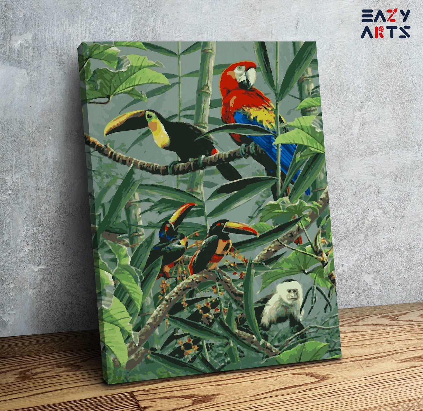 Birds and Monkey In Jugle Paint by Numbers Kit