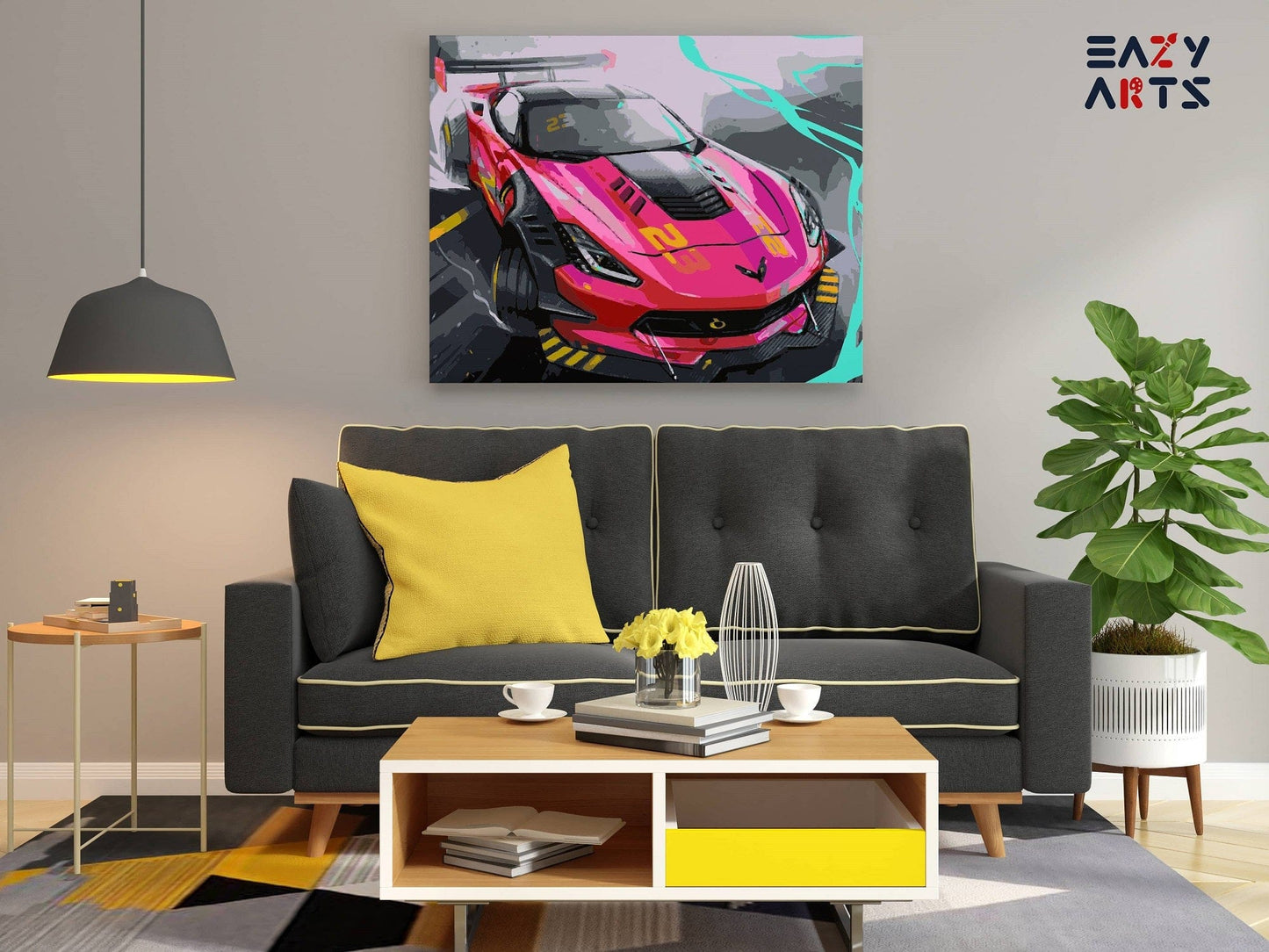 Pink Racing Car Paint By Numbers kit