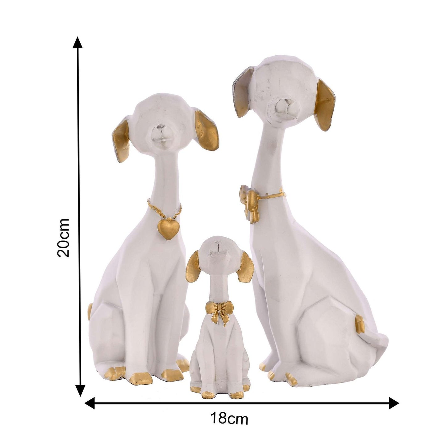 WHITE Golden Set of 3 Cute Dog Statues