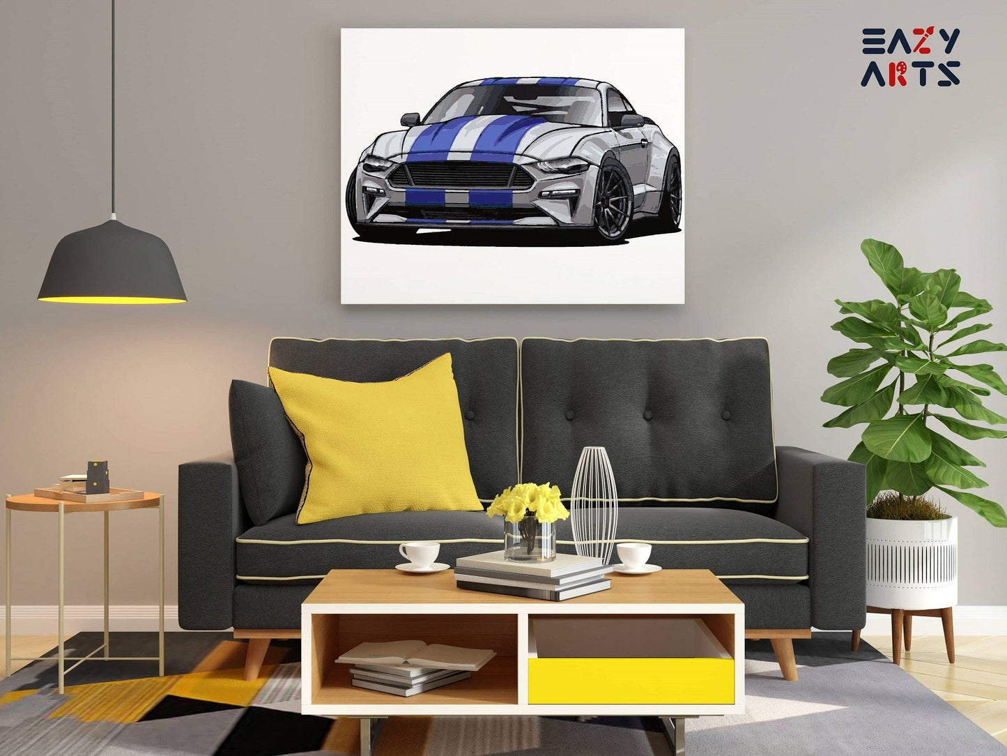 Gray Racing Car Paint By Numbers kit