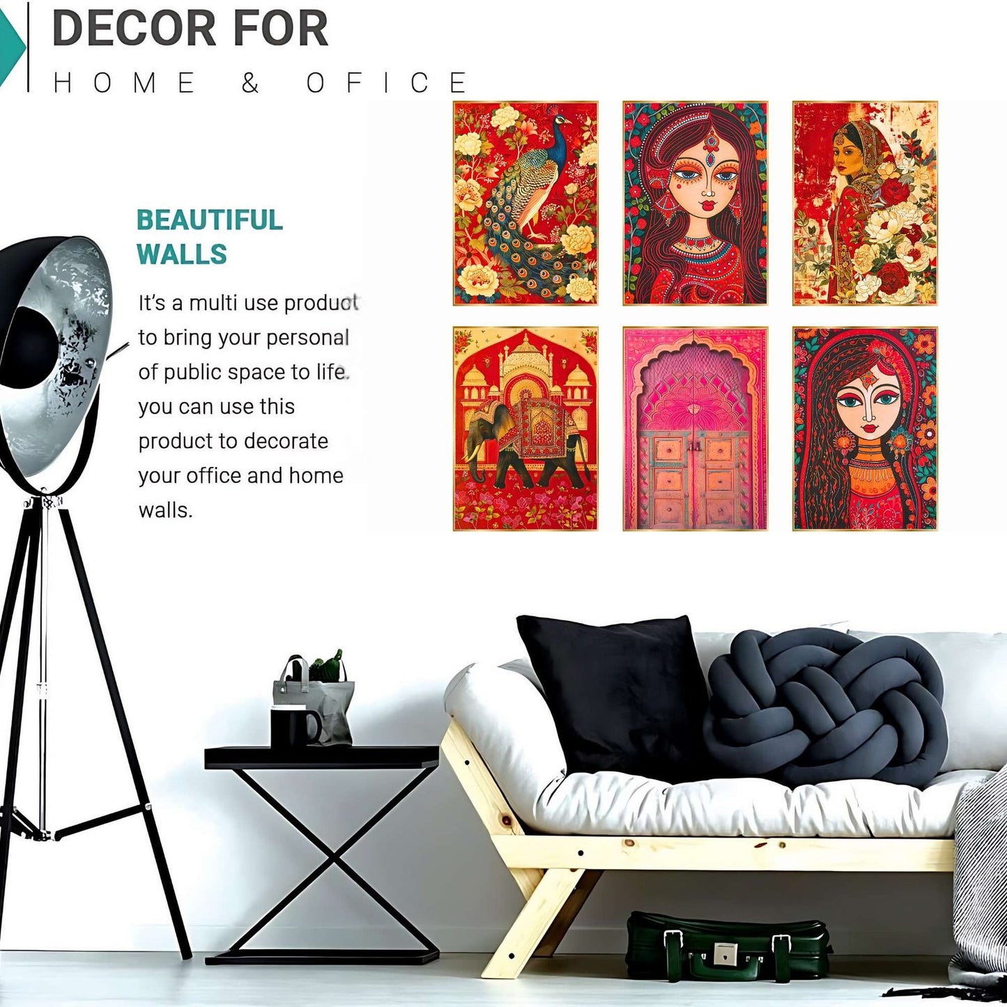 Set of Six Wall Paintings for Wall Dacoration Golden Framed Wall Paintings for Living Room & Bedroom Wall Art for Home Decoration & Office Wall Décor (17×13 inch CH-GD6-5)