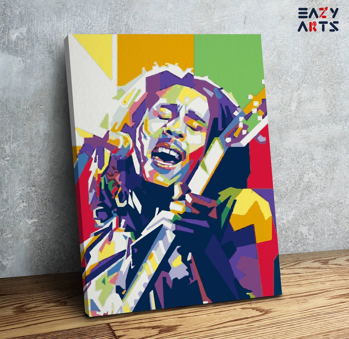 Bob Marley Singing with Guitar Abstract Paint By Numbers kit