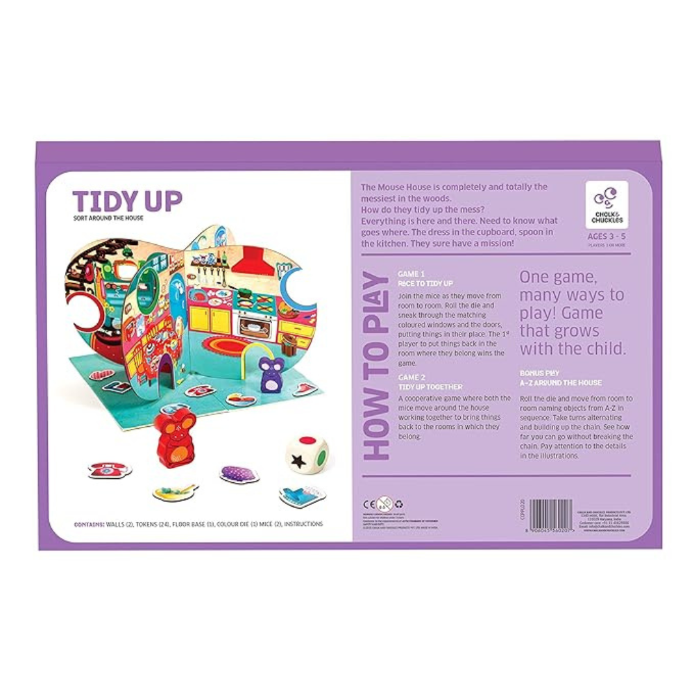 Chalk and Chuckles Tidy Up - Educational Board Game | Sorting Game for Kids | Preschool Learning Toy for Boys and Girls