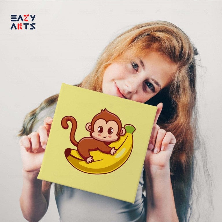 Monkey Higging Banana PBN Kit For Kids