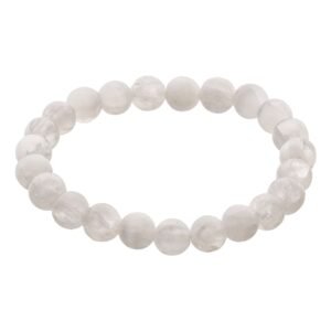 Selenite Crystal Bead Bracelet – Healing Crystal Bracelet for Women and Men’s Gifts – 8mm Round Beaded Stretchy Healing and Protection Gemstone Bracelet
