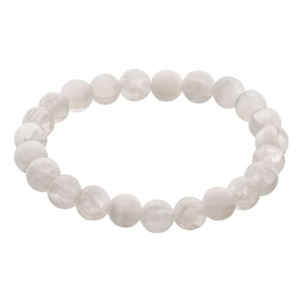 Selenite Crystal Bead Bracelet – Healing Crystal Bracelet for Women and Men’s Gifts – 8mm Round Beaded Stretchy Healing and Protection Gemstone Bracelet