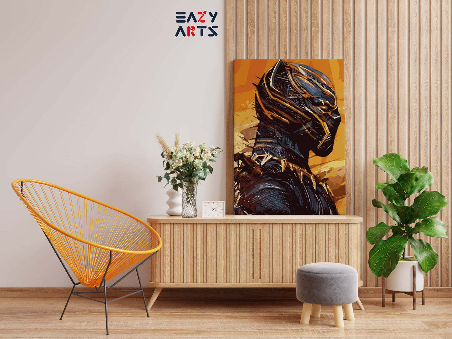 Black Panther in Golden Suit Paint By Numbers kit