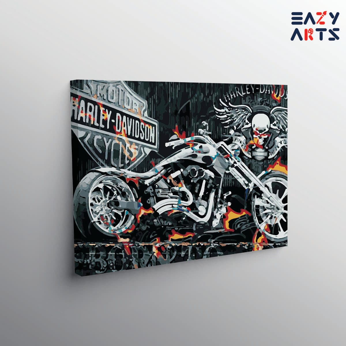 Harley Davidson Black Bike Paint By Numbers kit