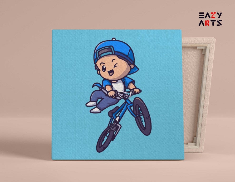 Boy Riding Bicycle PBN Kit For Kids