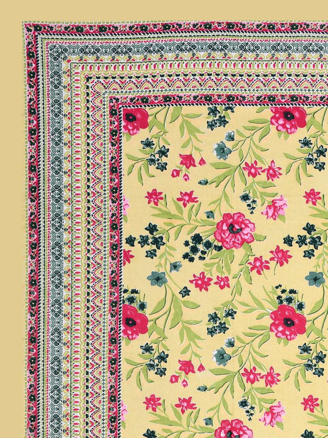 100% Pure Cotton Traditional Printed Bedsheet for Double Bed King Size Bedsheet with 2 Pillow Covers