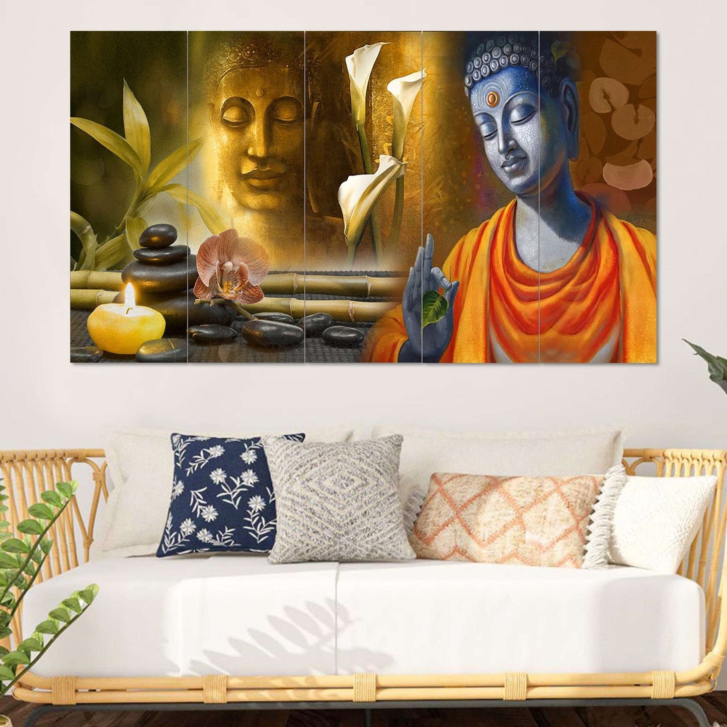 Set Of 5 Wooden Framed Wall Paintings