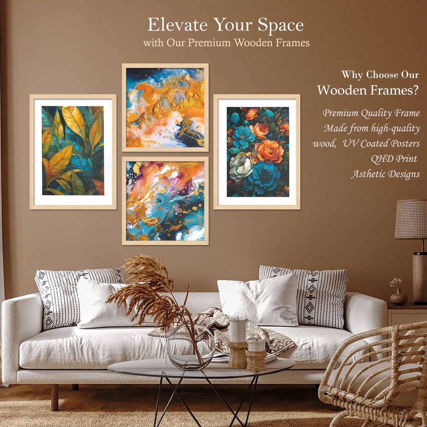 SET OF 4 DIGITAL WALL PAINTING