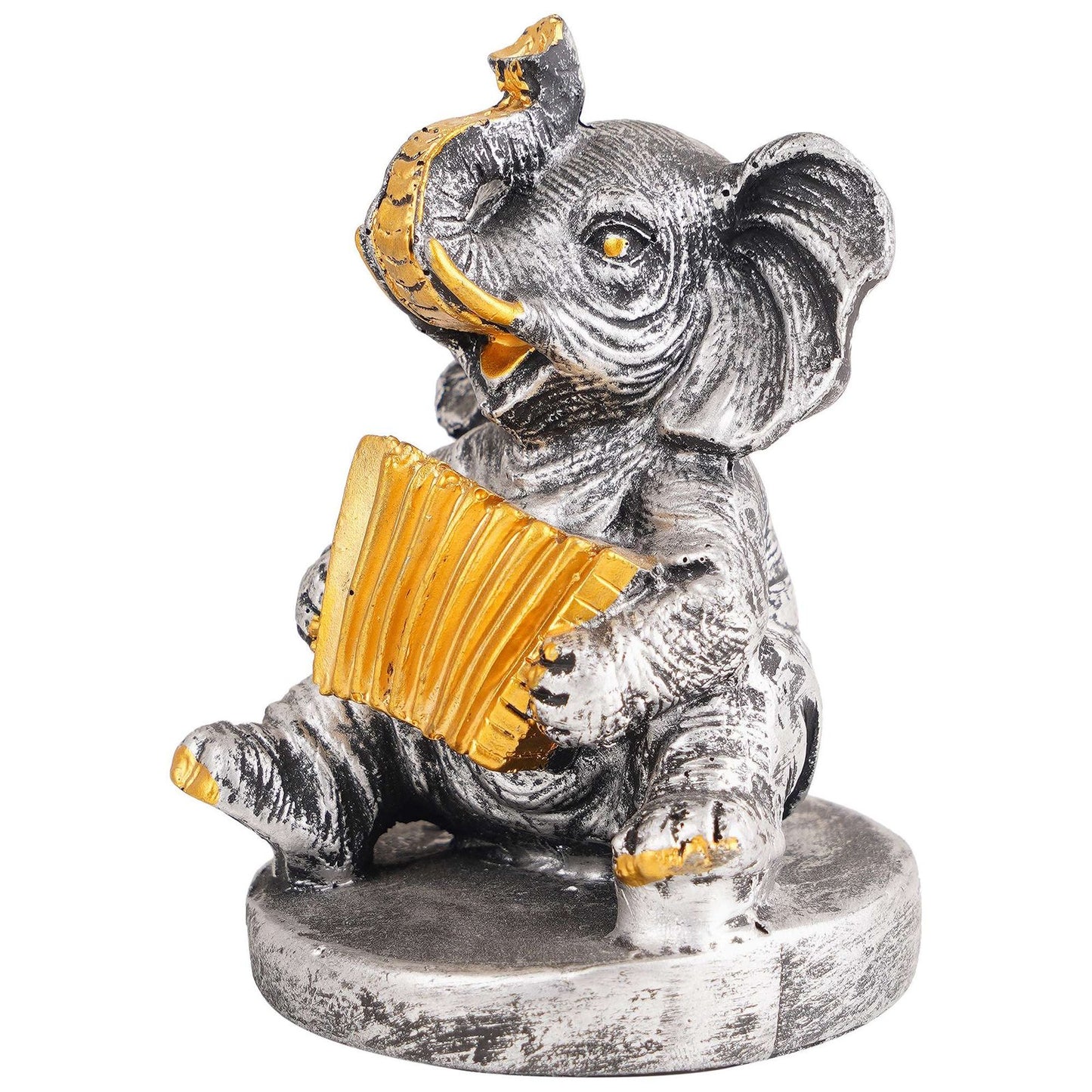 Resin Elephant Playing Musical Instrument Showpiece For Home Dcor Living Room Bedroom Table Top