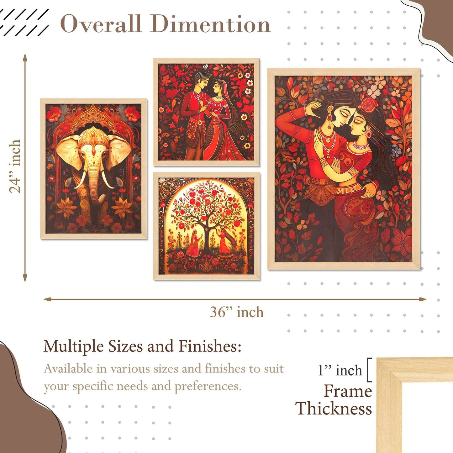 SET OF 4 DIGITAL WALL PAINTING
