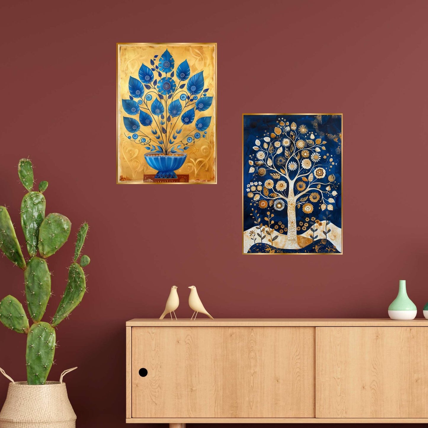 Set of Two Wall Paintings for Wall Dacoration Golden Framed Wall Paintings for Living Room & Bedroom Wall Art for Home Decoration & Office Wall Décor (14×11 inch CH-GD2-10)