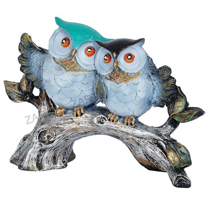 Owl Family Sitting on Tree Decorative Bird Showpieces Statue for Home Decor Living Room Bedroom Wall Shelf Table Top Garden Decoration Items -6