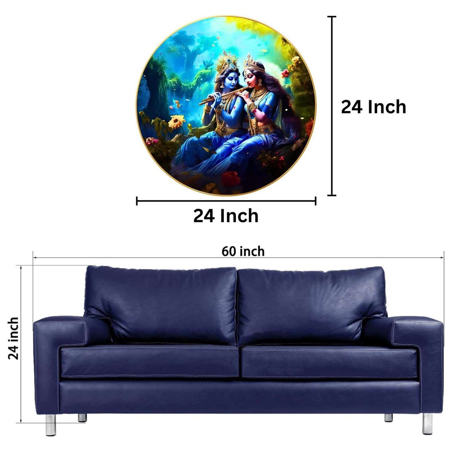 Wall Painting for Wall Decoration with Frame Sparkle Glossy Round Golden Framed Large Painting Office, Living Room, Bedroom, Home Decoration