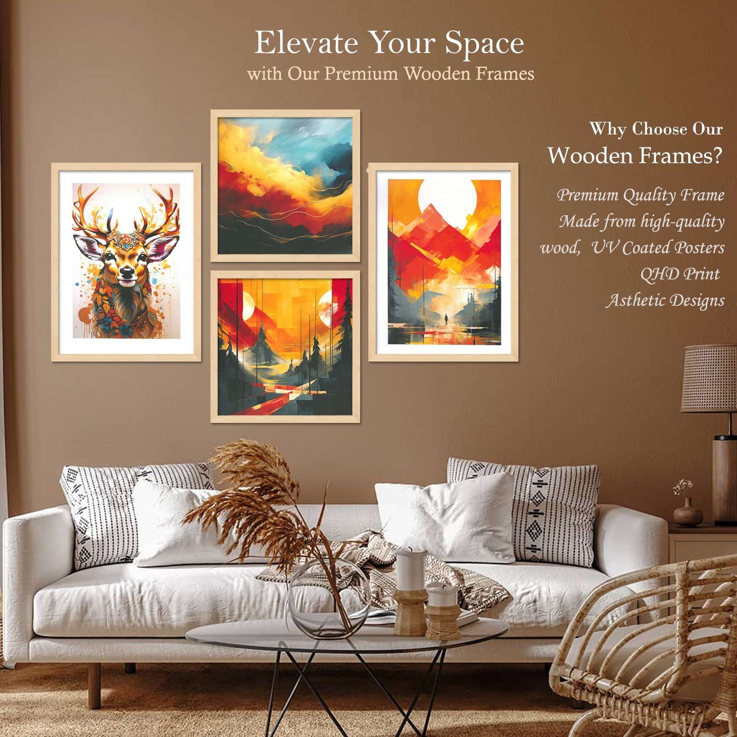 SET OF 4 DIGITAL WALL PAINTING