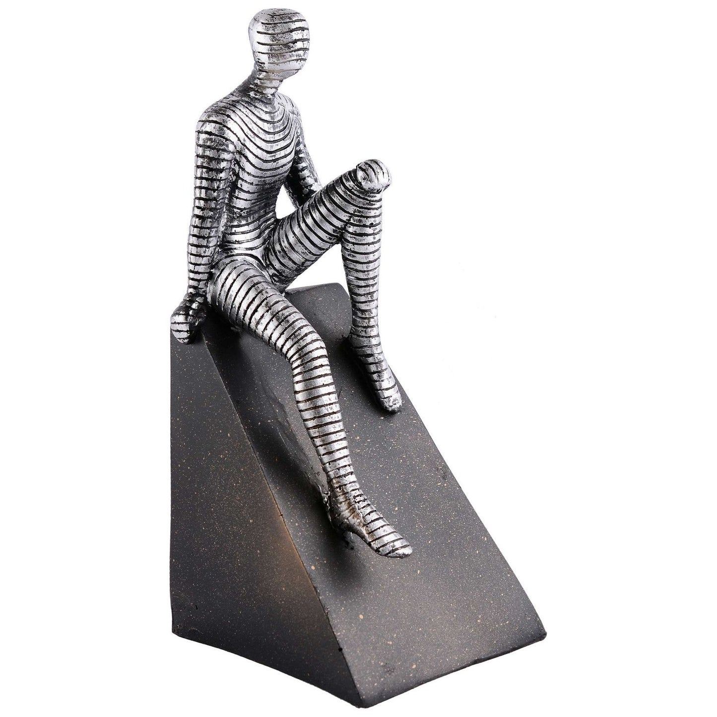 Men Sitting on Ball Showpiece for Home Decor Showpiece, Atlas Sculpture for Office Table Décor multicolour