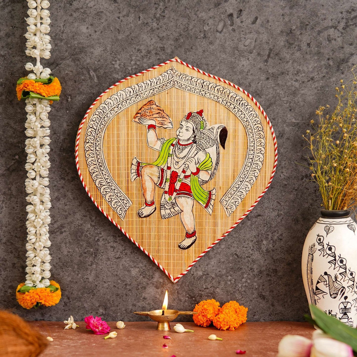 Bamboo Hand Crafted Leaf Design Wall Hangings Of Hanuman Ji For Home D?cor | Bamboo Art For Wall Decor