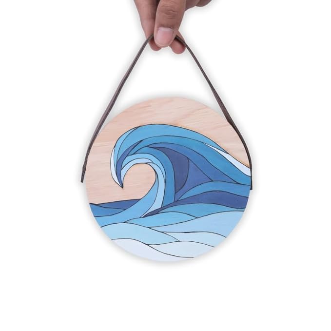Hobby India Diy Water Waves Pine-wood Nature Kits for Art & Crafts Painting Kit for Adults | Hanging Decorations