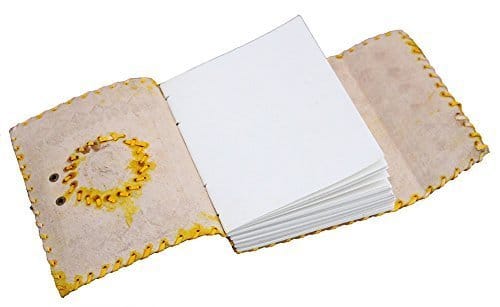 Craftshades – Metal Lock Single Stone Yellow Embossed Design 7″5 Handcrafted Leather Journal/Diary 100 page | 100% Genuine Leather