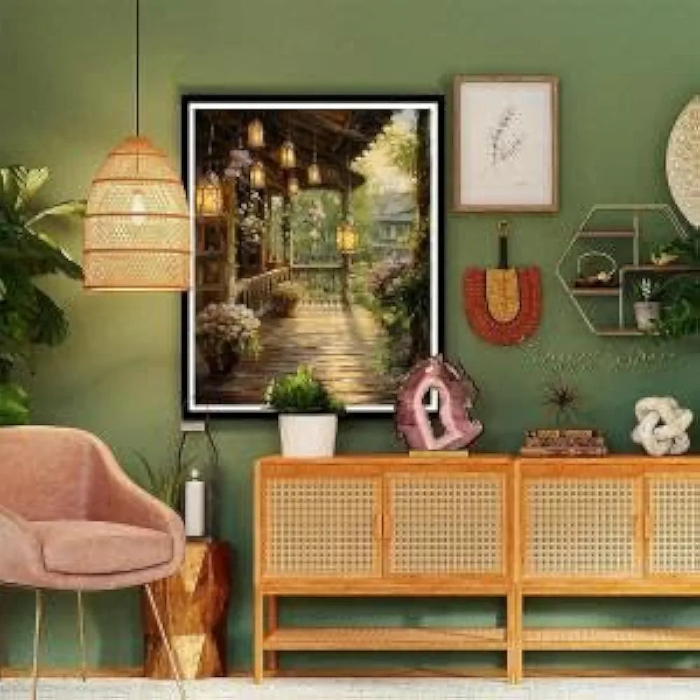 HASTHIP® DIY Paint by Numbers Kit Countryside Hallway DIY Oil Paint by Numbers Canvas Wall Decoration DIY Number Painting Natural Scenery Oil Paint Home Decoration, 40 x 50 cm