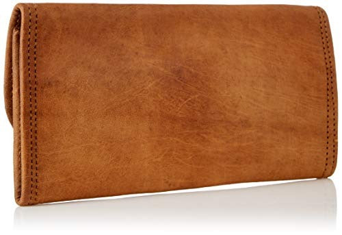 Craftshades – 8 Inch Handcrafted Unique Clutch Tan Color Leather Bag for Women | 100% Genuine Leather