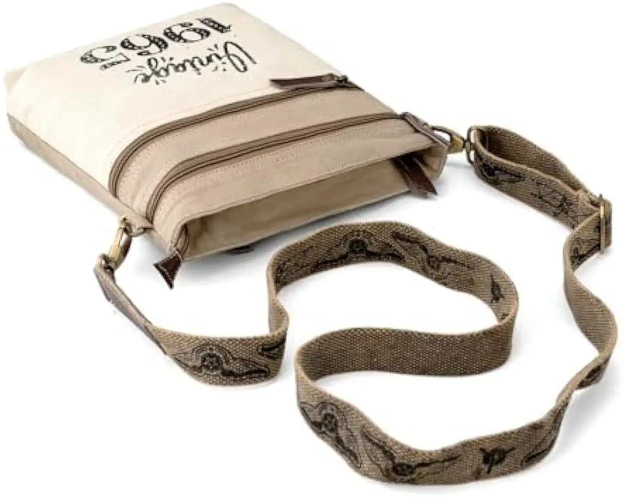 Goatter Canvas And Leather Material Mens Messenger Retro Sling Bag, Beige