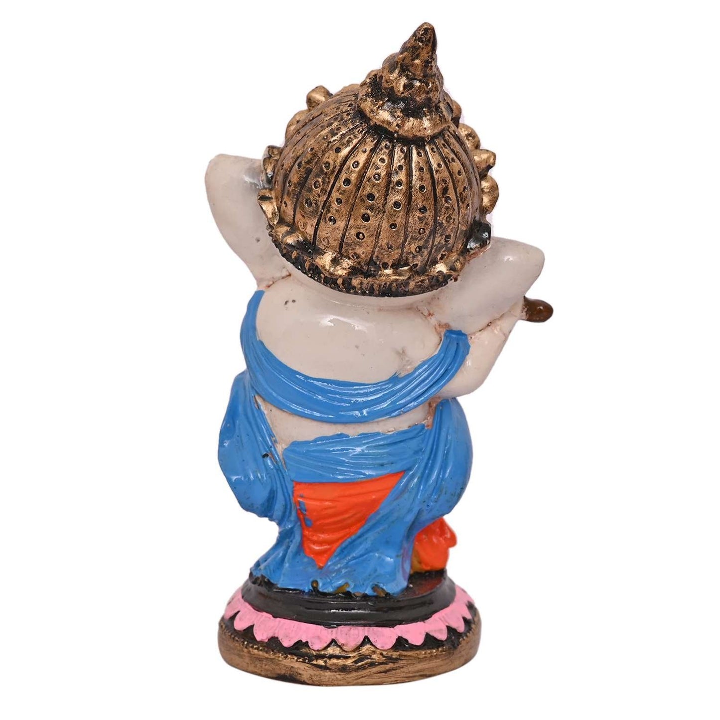 Resin Playing Flute Ganesh Idol Statue Best For Home & Office Decor (Flute Vinayak), Multi Colour