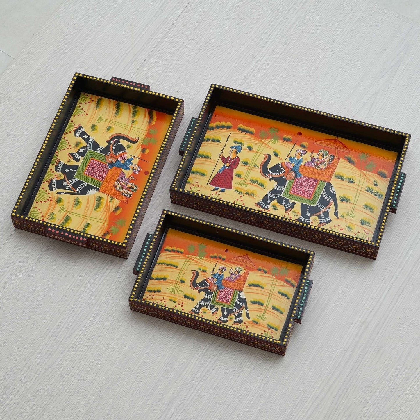 Set of 3 Handcrafted Wooden Trays: Versatile and Elegant Serving Solutions