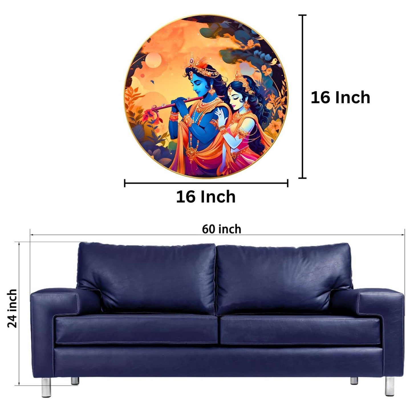 Wall Painting for Wall Decoration with Frame Sparkle Glossy Round Golden Framed Large Painting Office, Living Room, Bedroom, Home Decoration