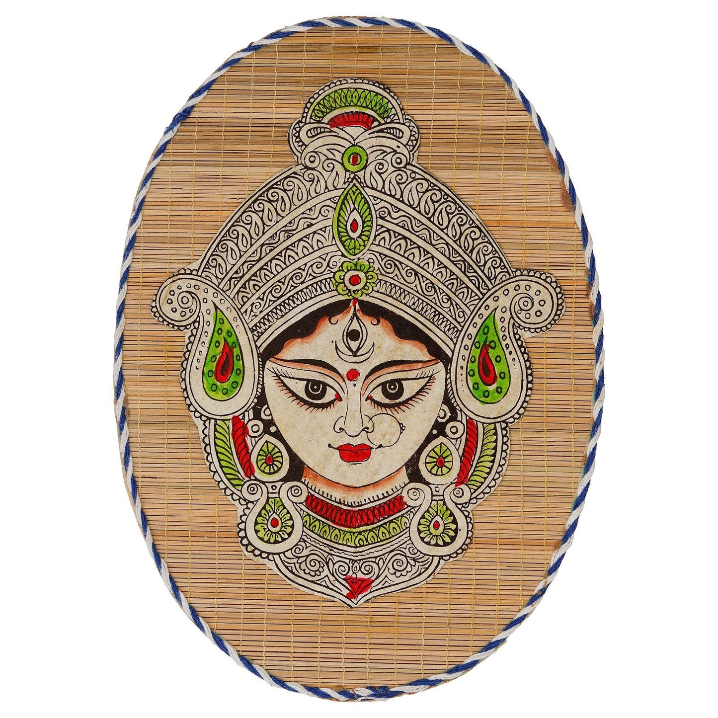 Oval Shaped Design Bamboo Hand Crafted Wall Hangings Of Durga Maa For Home D?cor | Bamboo Art For Wall Decor