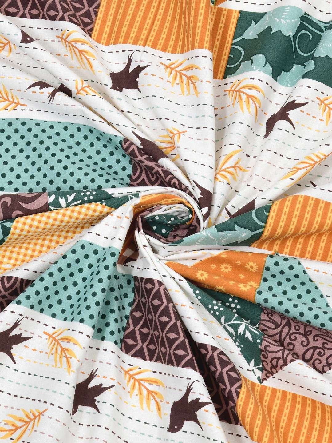 100% Pure Cotton Traditional Printed Bedsheet for Double Bed King Size Bedsheet with 2 Pillow Covers