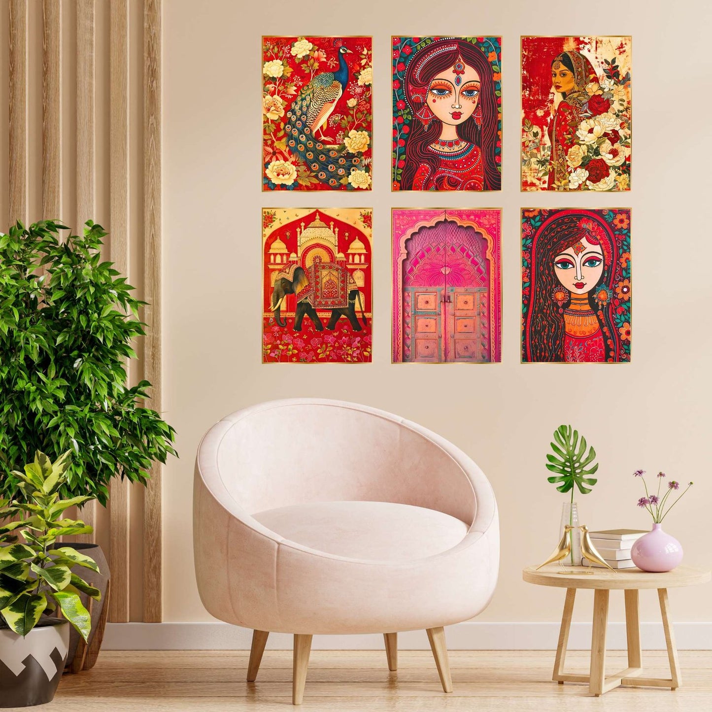 Set of Six Wall Paintings for Wall Dacoration Golden Framed Wall Paintings for Living Room & Bedroom Wall Art for Home Decoration & Office Wall Décor (17×13 inch CH-GD6-5)