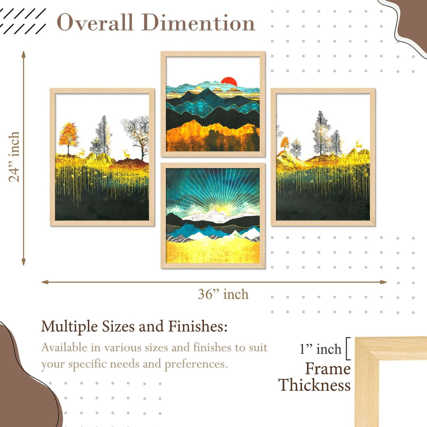SET OF 4 DIGITAL WALL PAINTING