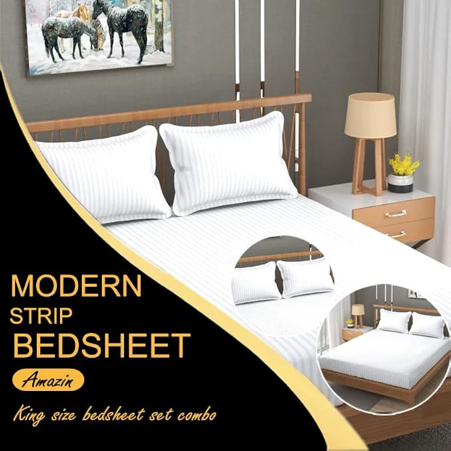Fresh From Loom Microfiber Soft Skin Safe Breathable King Size Flat Bedsheets Set with 2 Pillow Covers White