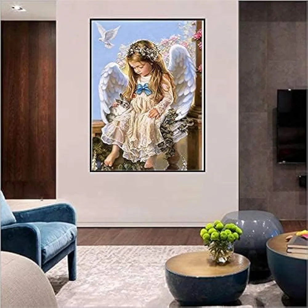 TREXEE 5D Diamond Painting by Number Kit for Adults | Full Drill AngelDiamond Painting Rhinestone Embroidery Pictures for Adults Kids Relaxation and Home Wall Decor