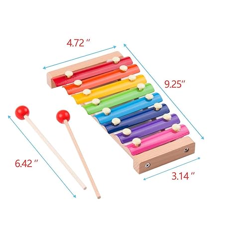 Webby Colorful 8 Different Tones Hand Knock Xylophone with 2 Wooden Mallets